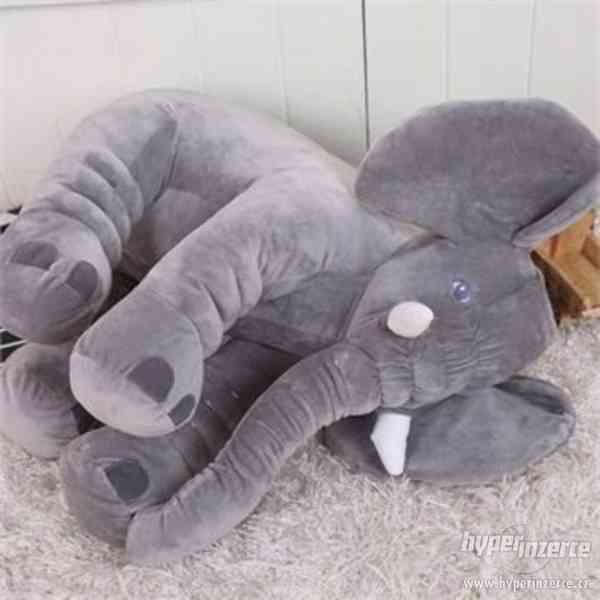 Velký plyšový slon - polštář pro miminka/děti - foto 3