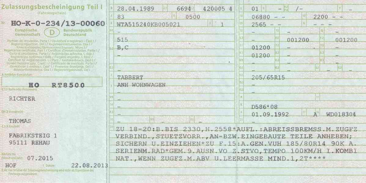 Pěkný Tabbert 515, kompletní Německé doklady, lze přihlásit. - foto 15