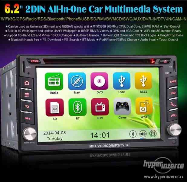 2DIN Dotykove Autoradio Navi GPS DVD BT USB SD - foto 2