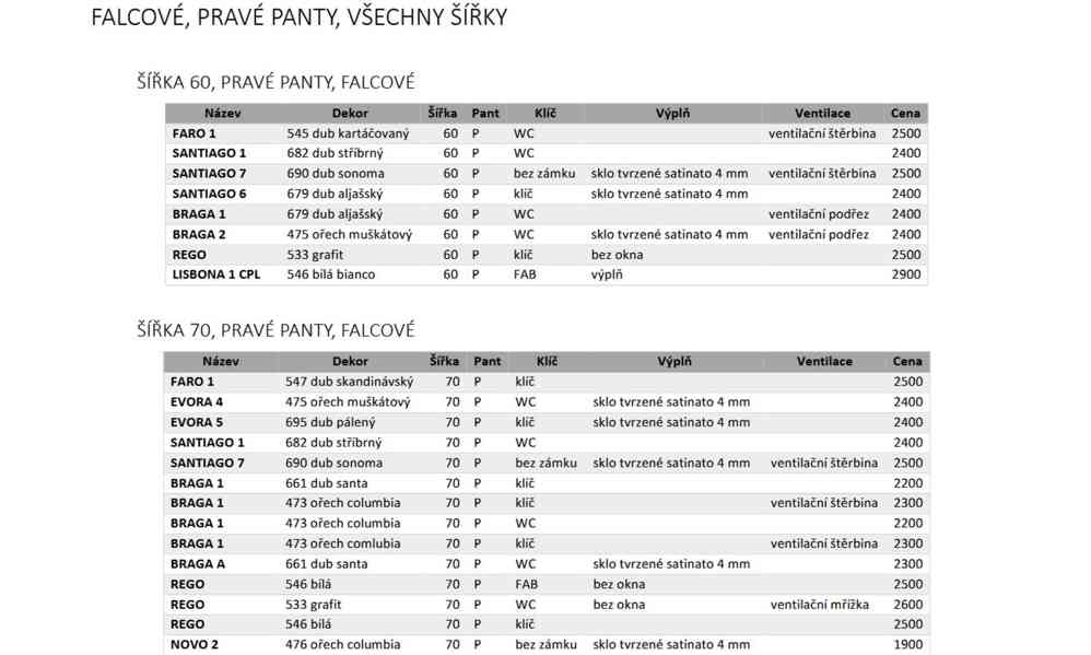 Prodám dveře levé 60 70 80 90 pravé 60 70 80 90 falc bezfalc - foto 7