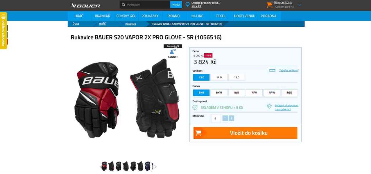 Profi rukavice Bauer Vapor 2X PRO vel.14 (černo-červené)NOVÉ - foto 6