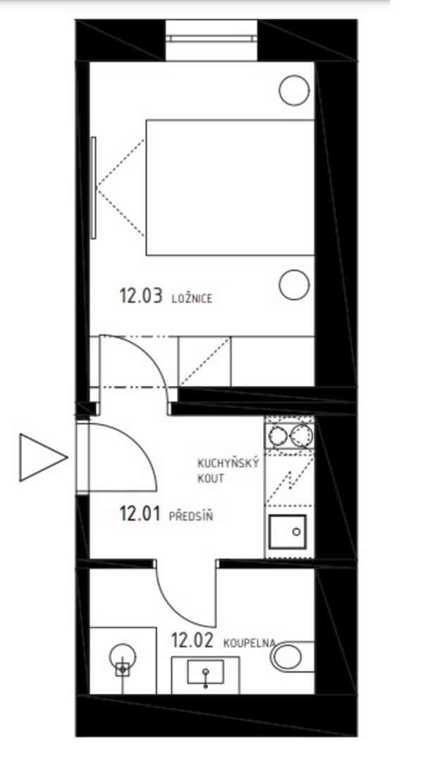 Prodej 1+kk, plocha 21,4 m2, 1. NP, po reko, ŠPINDLERŮV MLYN - foto 3