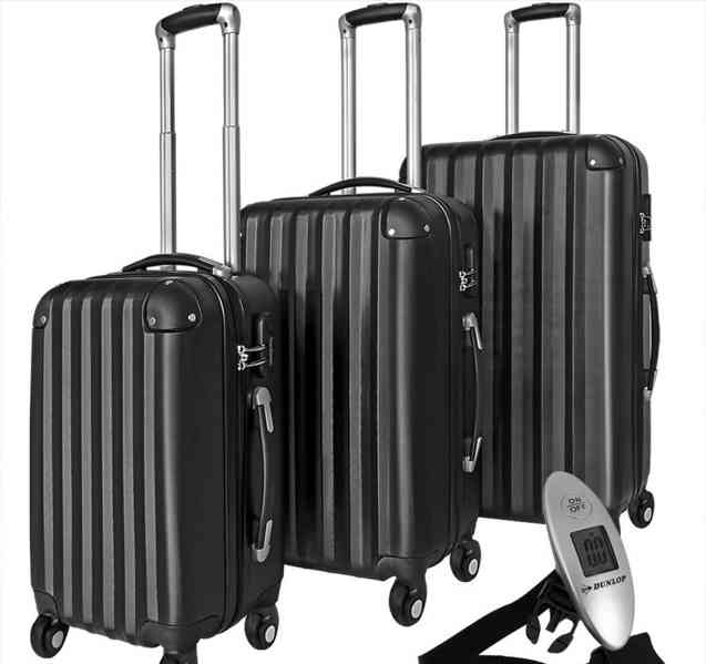 Sada cestovních zavazadel 3 kusy včetně závěsné váhy | černá