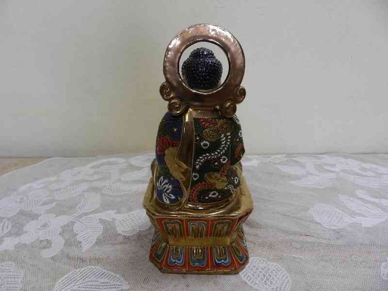 Luxusní Japonská bohatě zdobená soška Budha Satsuma  - foto 5