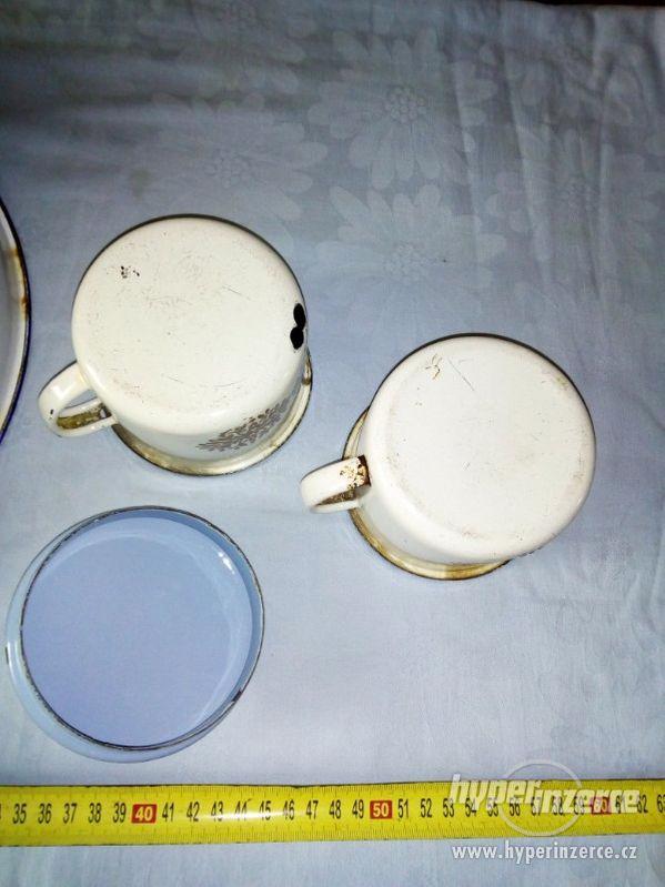 Smaltované nádobí - 4 ks (Mísa, 2 hrnky, víko) - foto 10