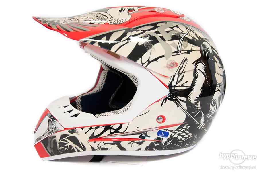 Motocrossová helma H1 Skull zelená nová zabalená - foto 4
