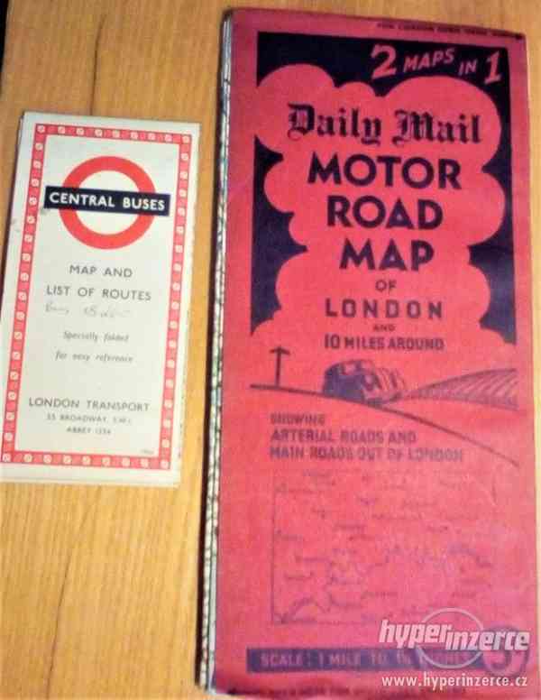 Stará automapa LONDÝNA rok 1947 - zachovalá a další mapy ap. - foto 1