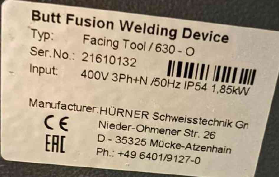 HÜRNER svářečka na tupo CNC ECO 630 mm - foto 7