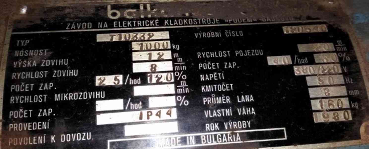 Kladkostroj T 10332 1000kg - včetně dokumentace (7695.)  - foto 7