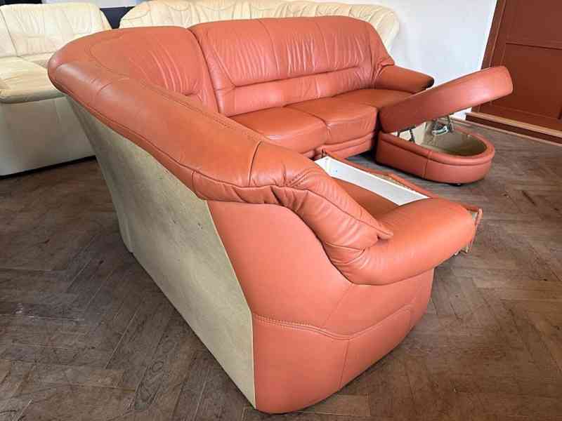  495 Kožená rohová sedací souprava sedačka HUMMEL  - foto 3