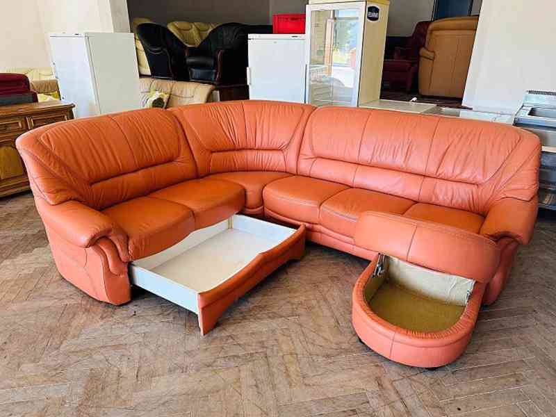  495 Kožená rohová sedací souprava sedačka HUMMEL  - foto 2