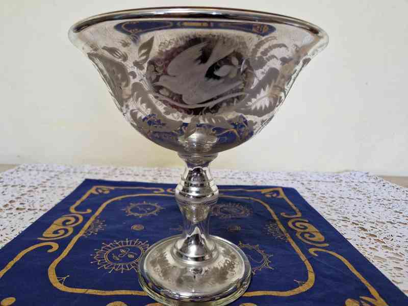 Krásný bohatě malovaný amalgámový Nástolec s ptáky - foto 4