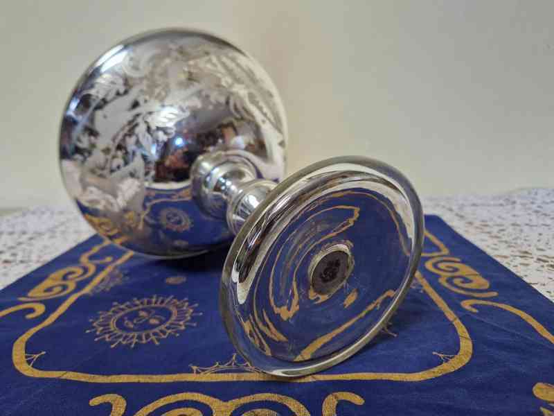 Krásný bohatě malovaný amalgámový Nástolec s ptáky - foto 8