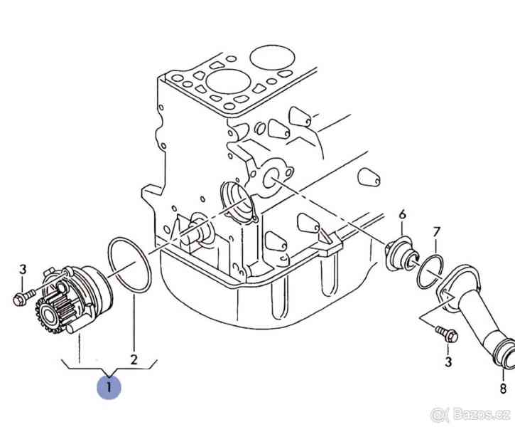 ORIGINÁL VW vodní pumpa 1.4 a 1.9 TDI PD 045 121 011 F H - foto 3