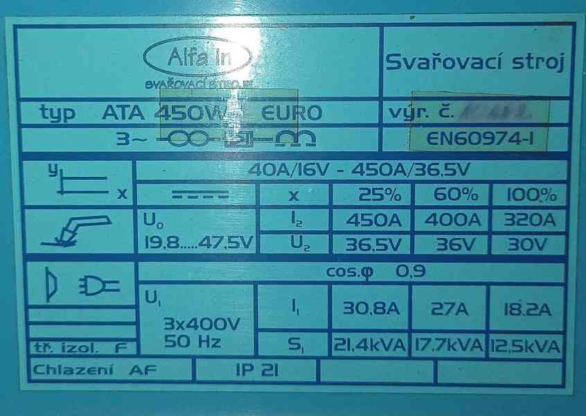 MIG/MAG svářečka Alfa in ATA 450WS, více kusů - foto 3