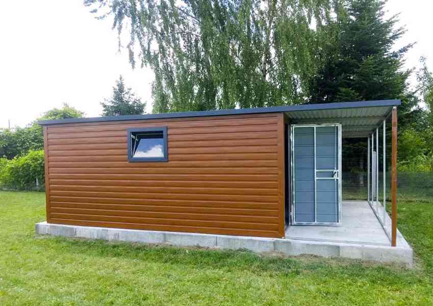Plechová garáž 6m x 5m, bočni spád, přístřešek - dveře TS378 - foto 2