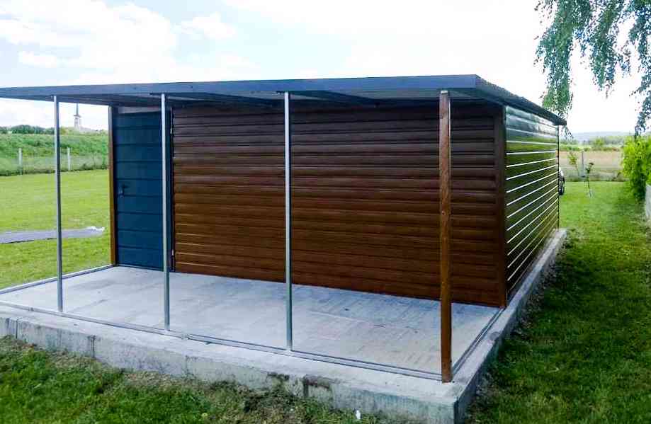Plechová garáž 6m x 5m, bočni spád, přístřešek - dveře TS378 - foto 5