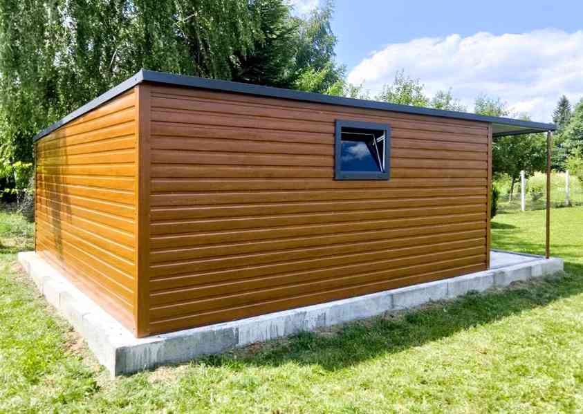 Plechová garáž 6m x 5m, bočni spád, přístřešek - dveře TS378 - foto 6