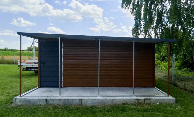 Plechová garáž 6m x 5m, bočni spád, přístřešek - dveře TS378 - foto 3