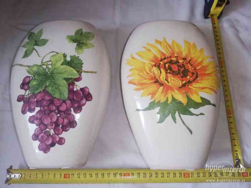 Vázy-motiv hroznového vína a slunečnice-velké-2 ks - foto 1