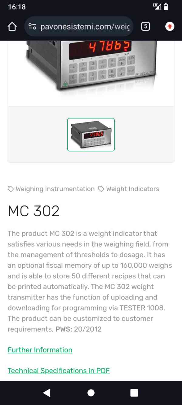 Váhový zobrazovač Pavone sistemi MC3022 - foto 5