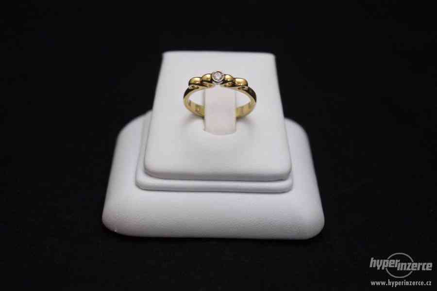 Krásný zlatý prsten s briliantem 3.87 g - foto 3