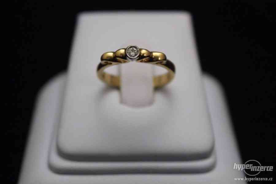 Krásný zlatý prsten s briliantem 3.87 g - foto 4