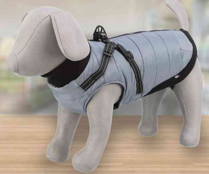 Obleček pro psa- Bunda s postrojem šedá S: 33 cm - foto 1