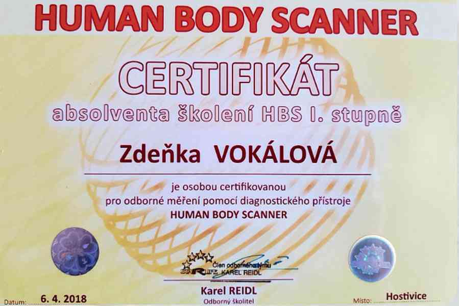 Diagnostika zdraví přístrojem HUMAN BODY SCANNER