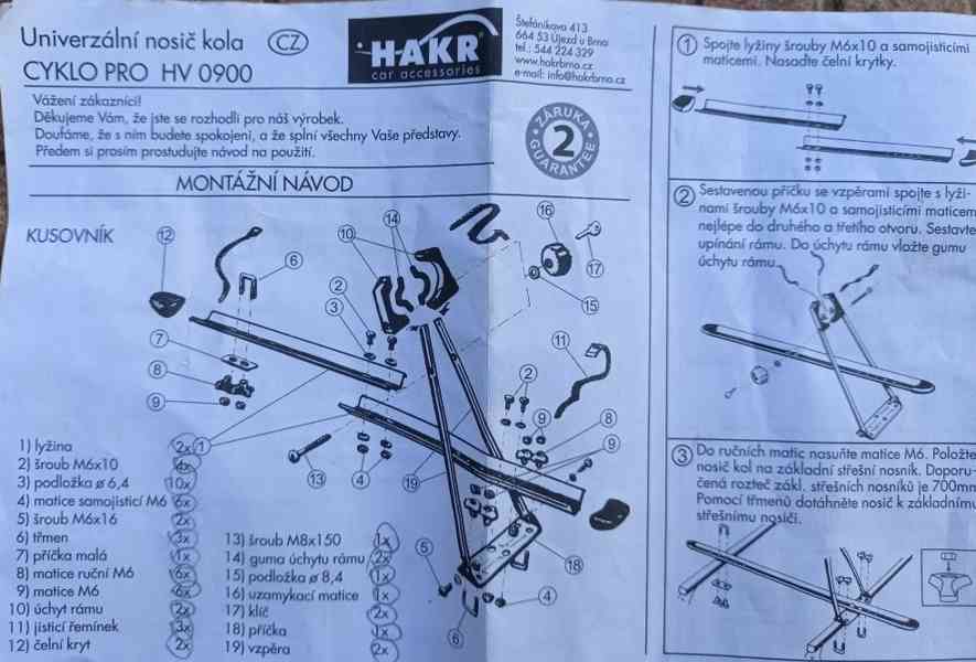 Střešní nosič kol Hakr - foto 2
