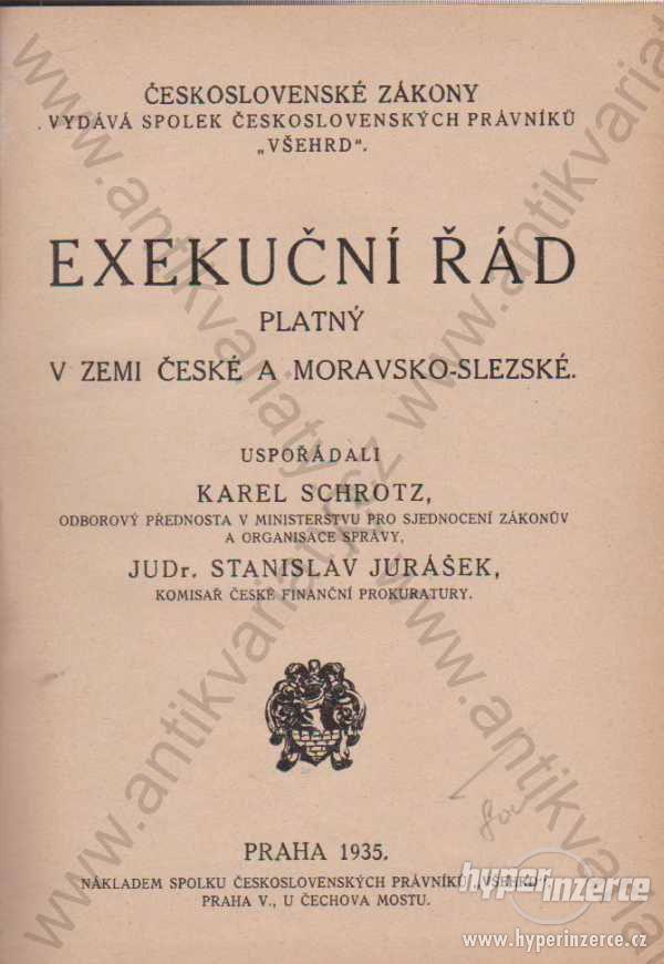 Exekuční řád VŠEHRD, Praha 1935 - foto 1
