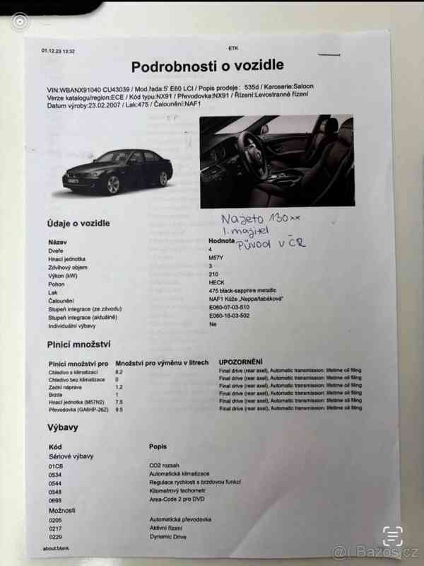 BMW Řada 5 3,0   535d E60 lci black sapphire - foto 7