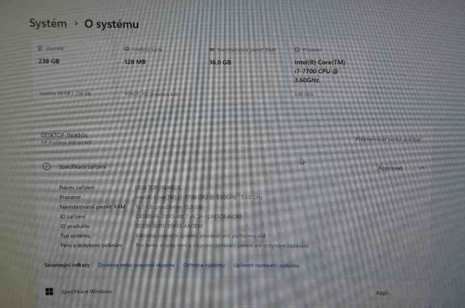 HP Prodesk 600 G3 MT i7/16GB/256GB/záruka - foto 5