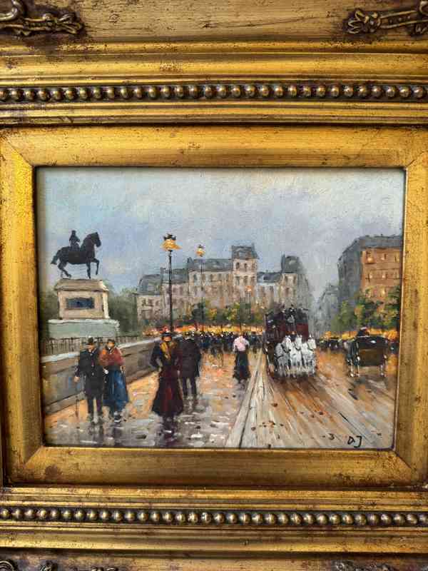Paříž rušná ulice - obraz ve zlatém zdobeném rámu - foto 2
