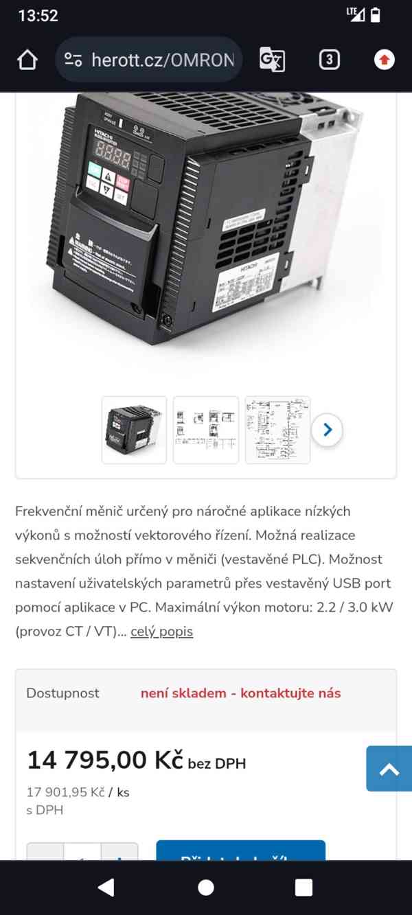 OMRON 3G3MX2-A4022-E inverter Frekvenční Měnič 2,2kW, input  - foto 4