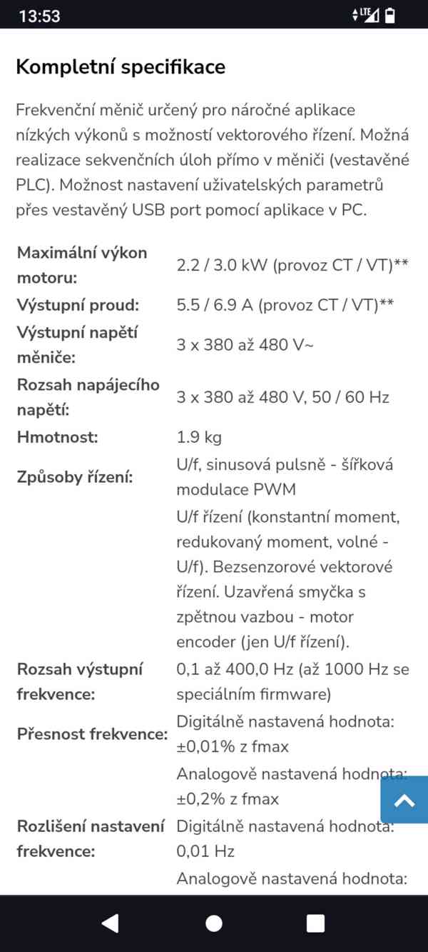 OMRON 3G3MX2-A4022-E inverter Frekvenční Měnič 2,2kW, input  - foto 5