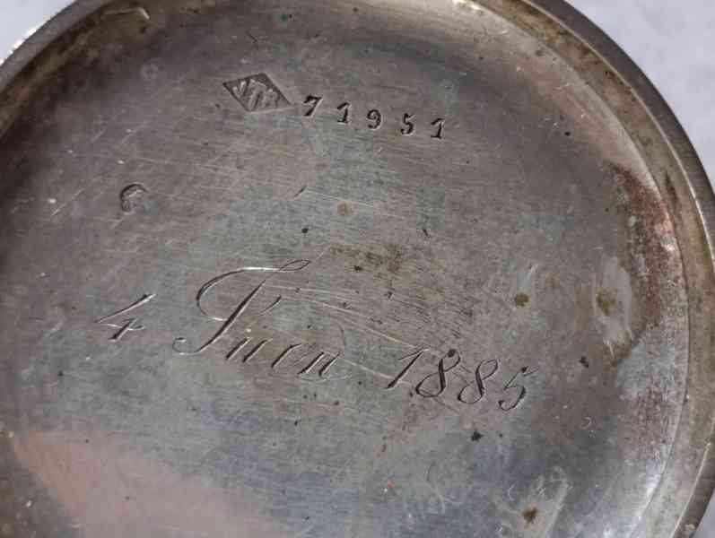 Stříbrné kapesní hodinky - kličovky, rok 1885 - foto 14