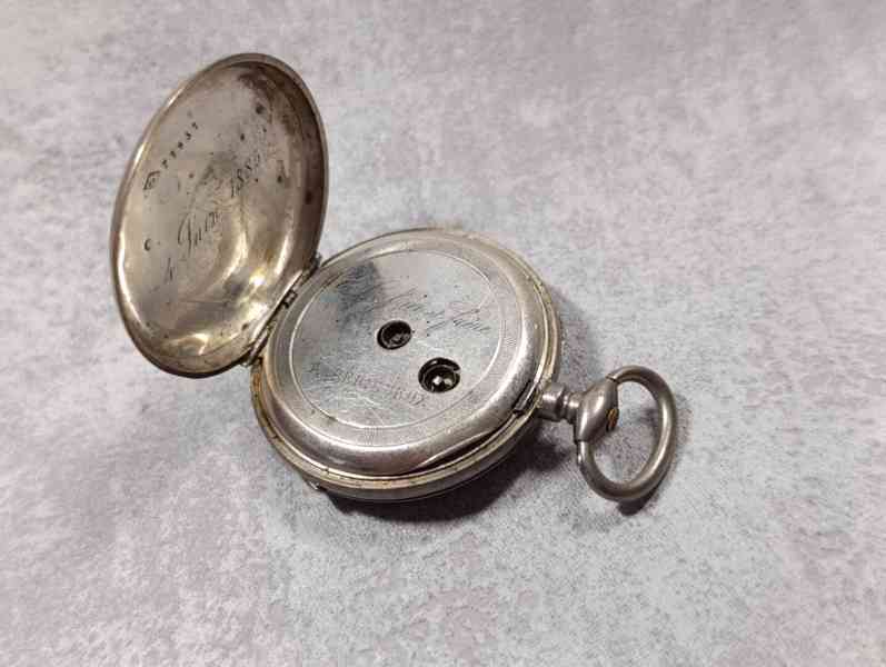 Stříbrné kapesní hodinky - kličovky, rok 1885 - foto 11