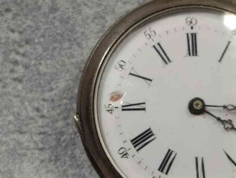 Stříbrné kapesní hodinky - kličovky, rok 1885 - foto 4