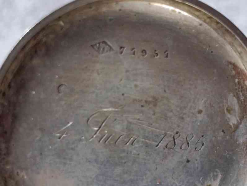 Stříbrné kapesní hodinky - kličovky, rok 1885 - foto 16