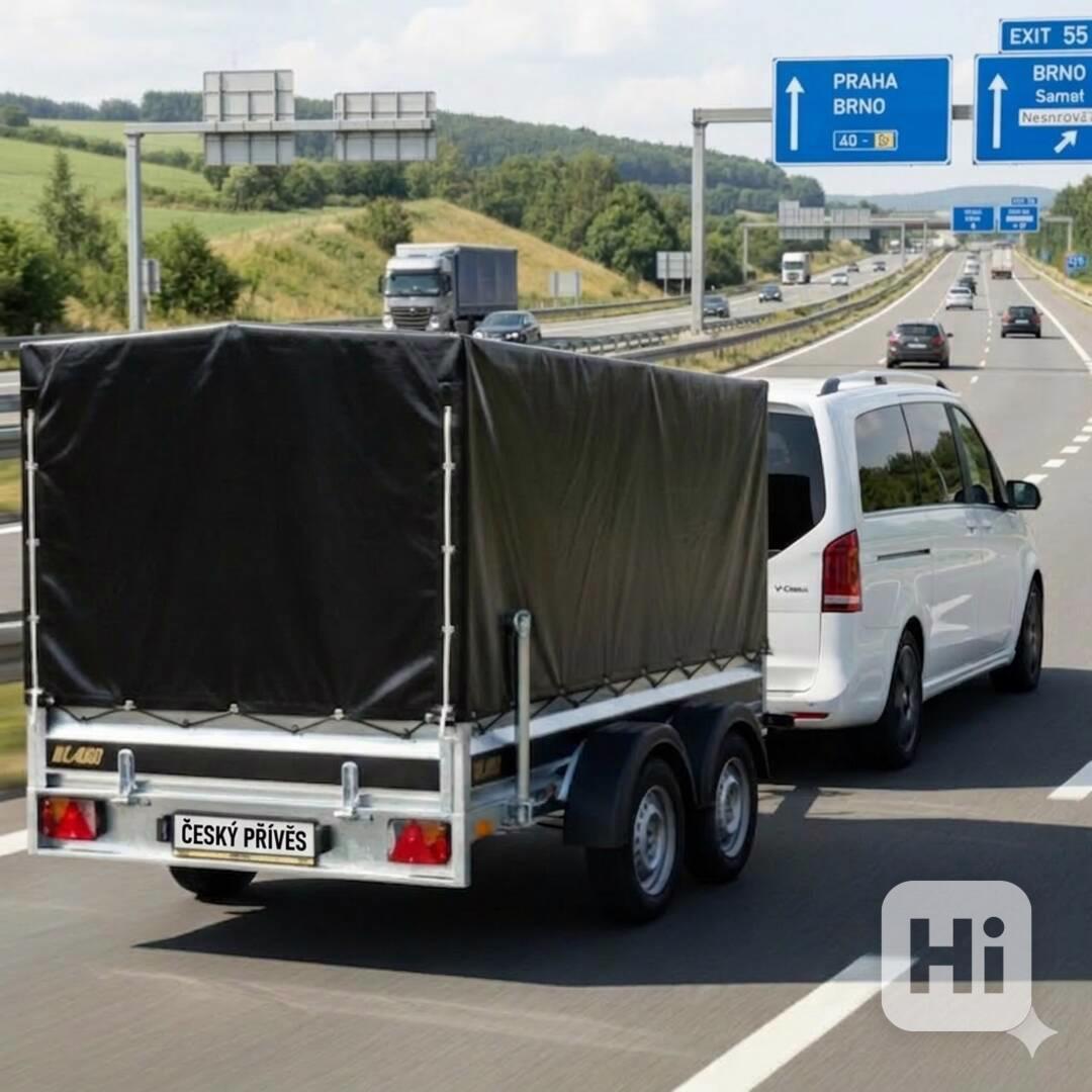 Nový přívěsný vozík +plachta 3,0mx1,50x1,45, řidičák B, DPH - foto 1