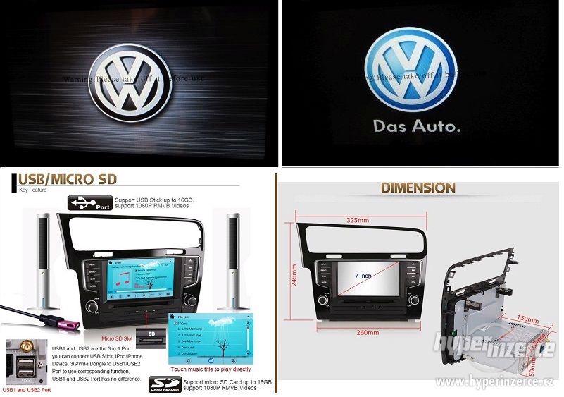 VW GOLF 7 - Dotykove Autoradio Navi GPS DVD Bluetooth SD USB - foto 13