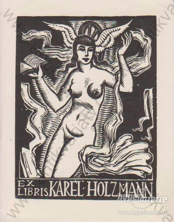 Ex Libris Karel Holzmann dřevoryt 11,4 x 8,8 cm - foto 1