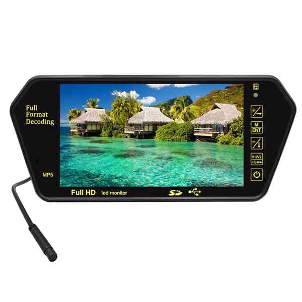 LCD monitor 7“ Full HD MP5 na zrcátko (AV1,AV2,SD,Bluetooth)