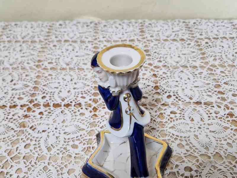 Porcelánové figurální svícny Pierot a Kolombína Royal Dux - foto 10