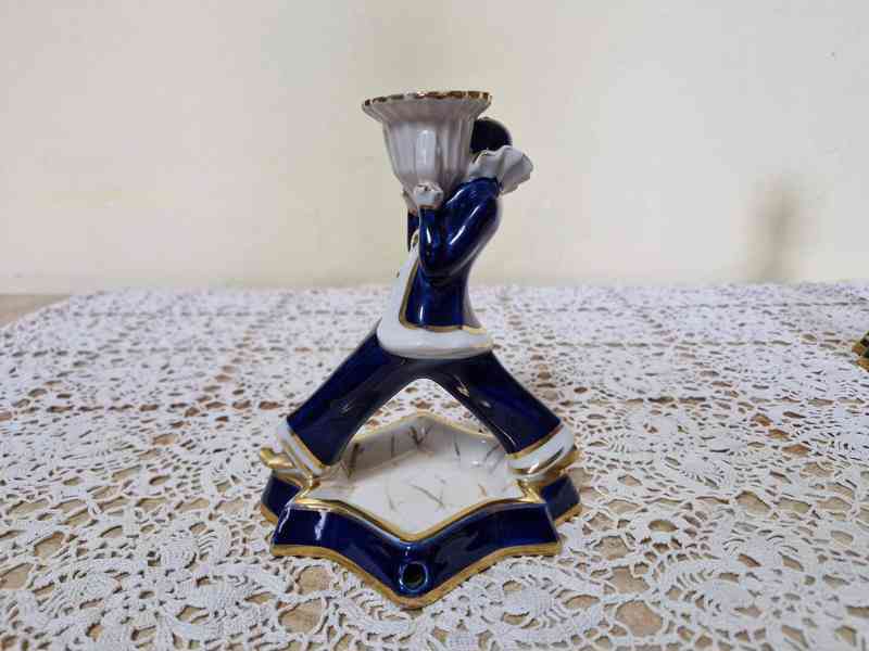 Porcelánové figurální svícny Pierot a Kolombína Royal Dux - foto 8