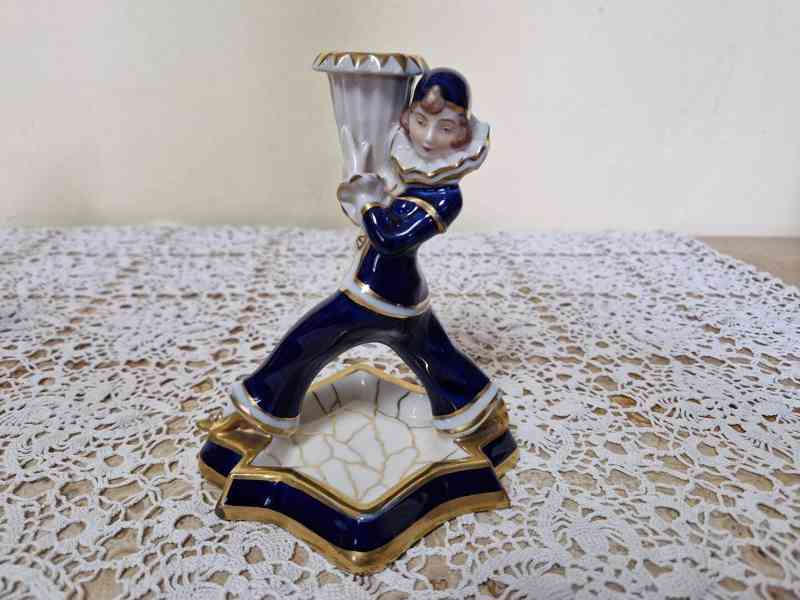 Porcelánové figurální svícny Pierot a Kolombína Royal Dux - foto 2