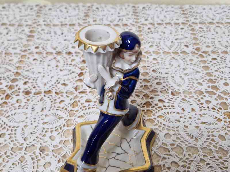 Porcelánové figurální svícny Pierot a Kolombína Royal Dux - foto 4