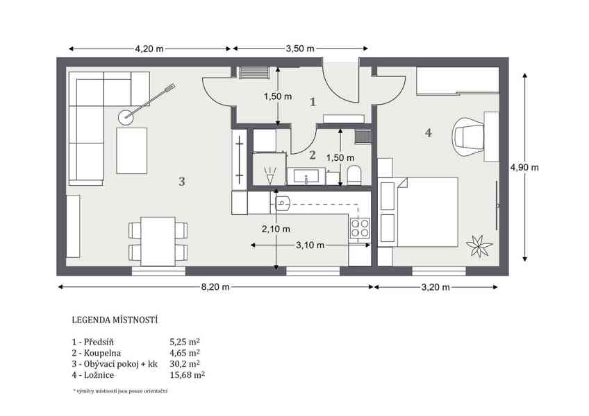 Prodej plně klimatizovaného bytu 2+kk po renovaci - foto 14