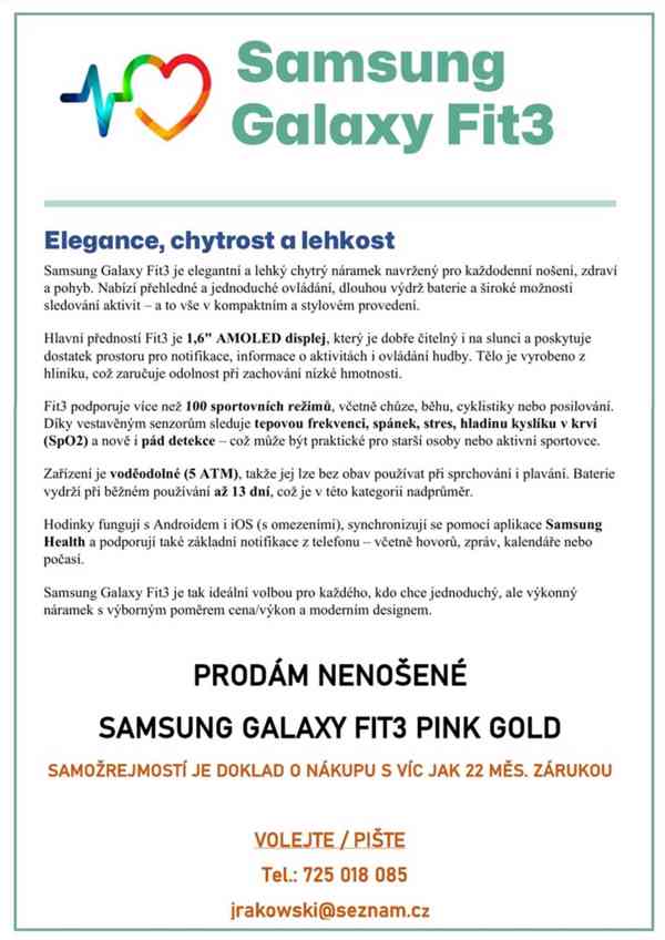 🆕 Samsung Galaxy Fit3 – jako nové, 1 měsíc staré - foto 6